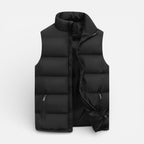 Men's quilted vest with zipper and stand-up collar