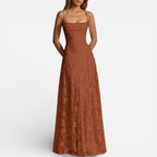 Women's maxi dress with spaghetti straps and flared skirt