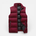 Men's quilted vest with zipper and stand-up collar