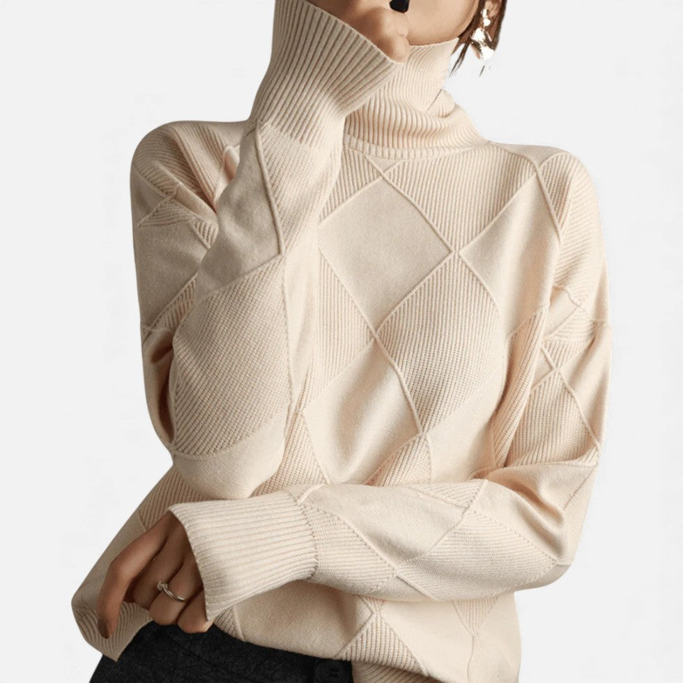 Weicher Damen Rollkragenpullover mit Strukturstrick