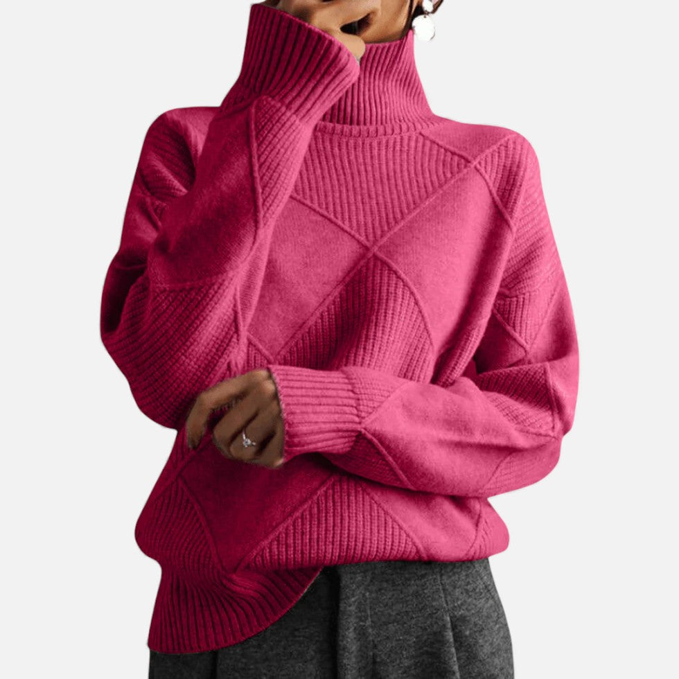 Weicher Damen Rollkragenpullover mit Strukturstrick