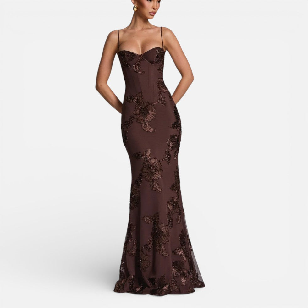 Floral Bodycon Corset Maxi Dress