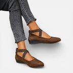 Orthopedic Women's Ballerinas with Cross Straps and Wedge Sole
