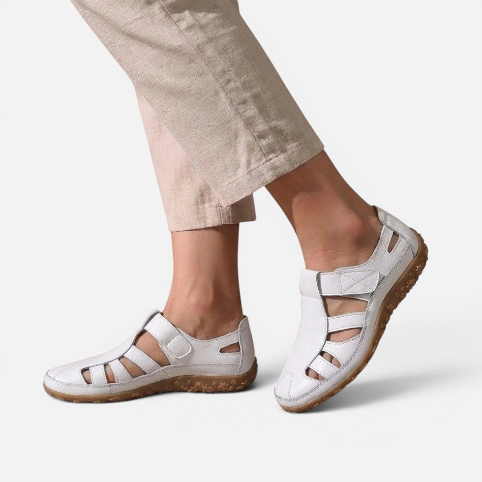 Orthopädische Halbschuhe Klettverschluss Cut Out Kunstleder