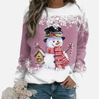 Weihnachtspullover Damen mit Winterlichem Schneemannmotiv