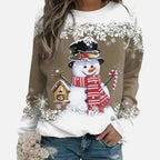 Weihnachtspullover Damen mit Winterlichem Schneemannmotiv