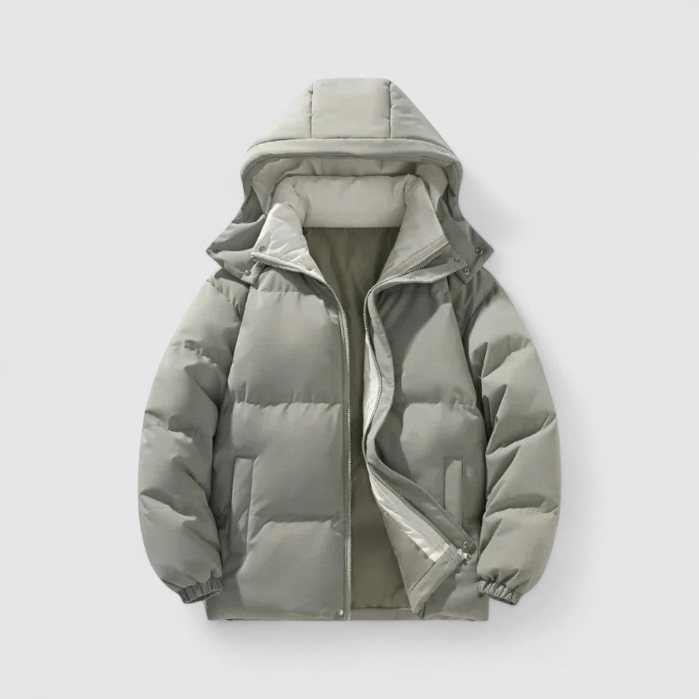 Padded quilted jacket with detachable hood