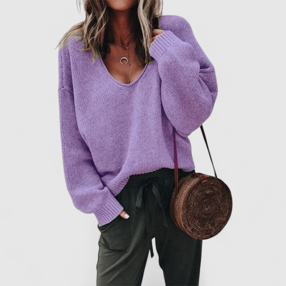 Strickpullover mit V-Ausschnitt und lockerer Passform