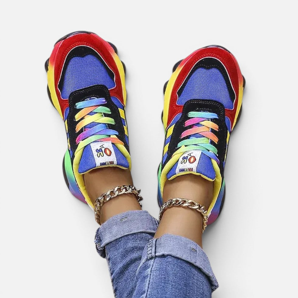 Sneakers til damer med plateausål og mesh-indsats