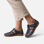 Orthopädische Halbschuhe Klettverschluss Cut Out Kunstleder