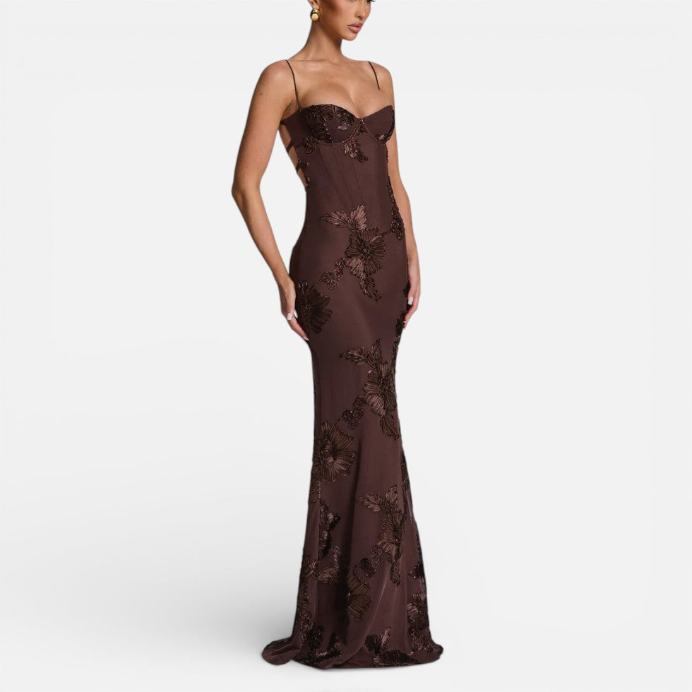 Floral Bodycon Corset Maxi Dress