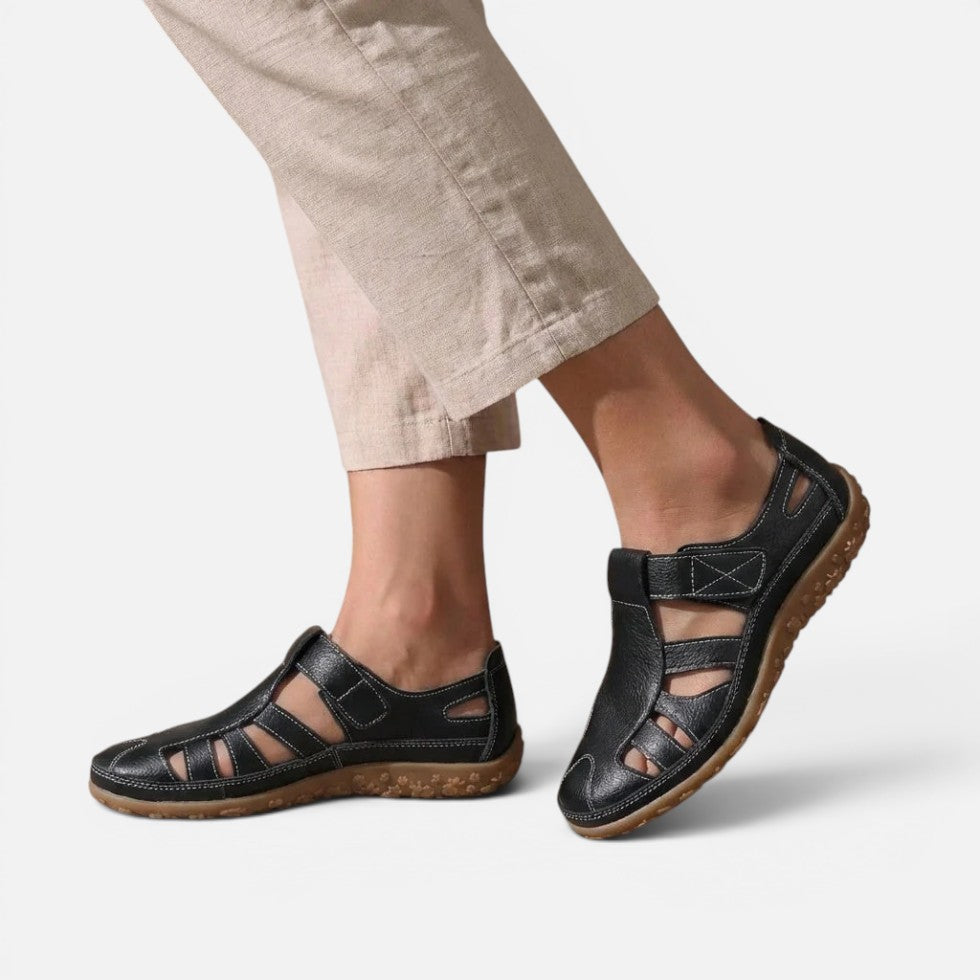 Orthopädische Halbschuhe Klettverschluss Cut Out Kunstleder