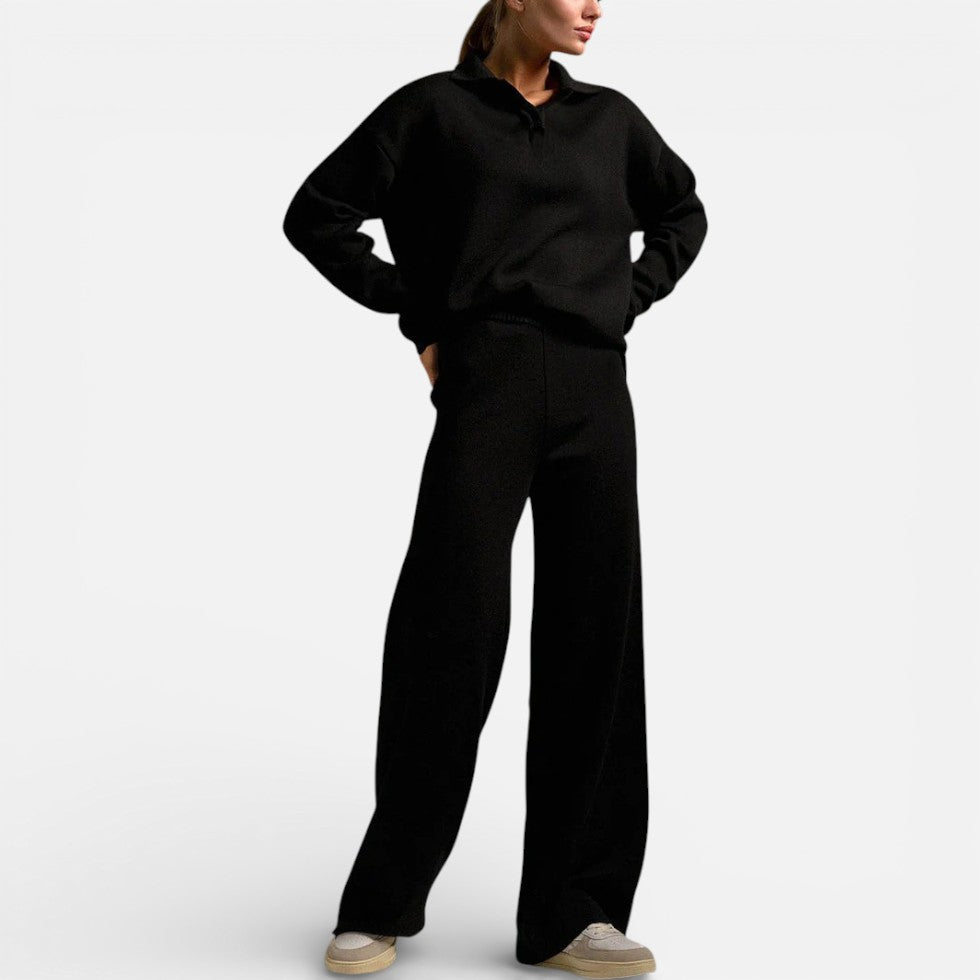 Damen Strick Set mit lockerem Pullover und weiter Hose