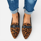 Orthopedic Women's Loafers with Leopard Print and Pointed Shape
