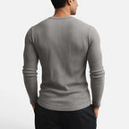 Slim Fit Rippstrick Langarmshirt mit Knopfleiste