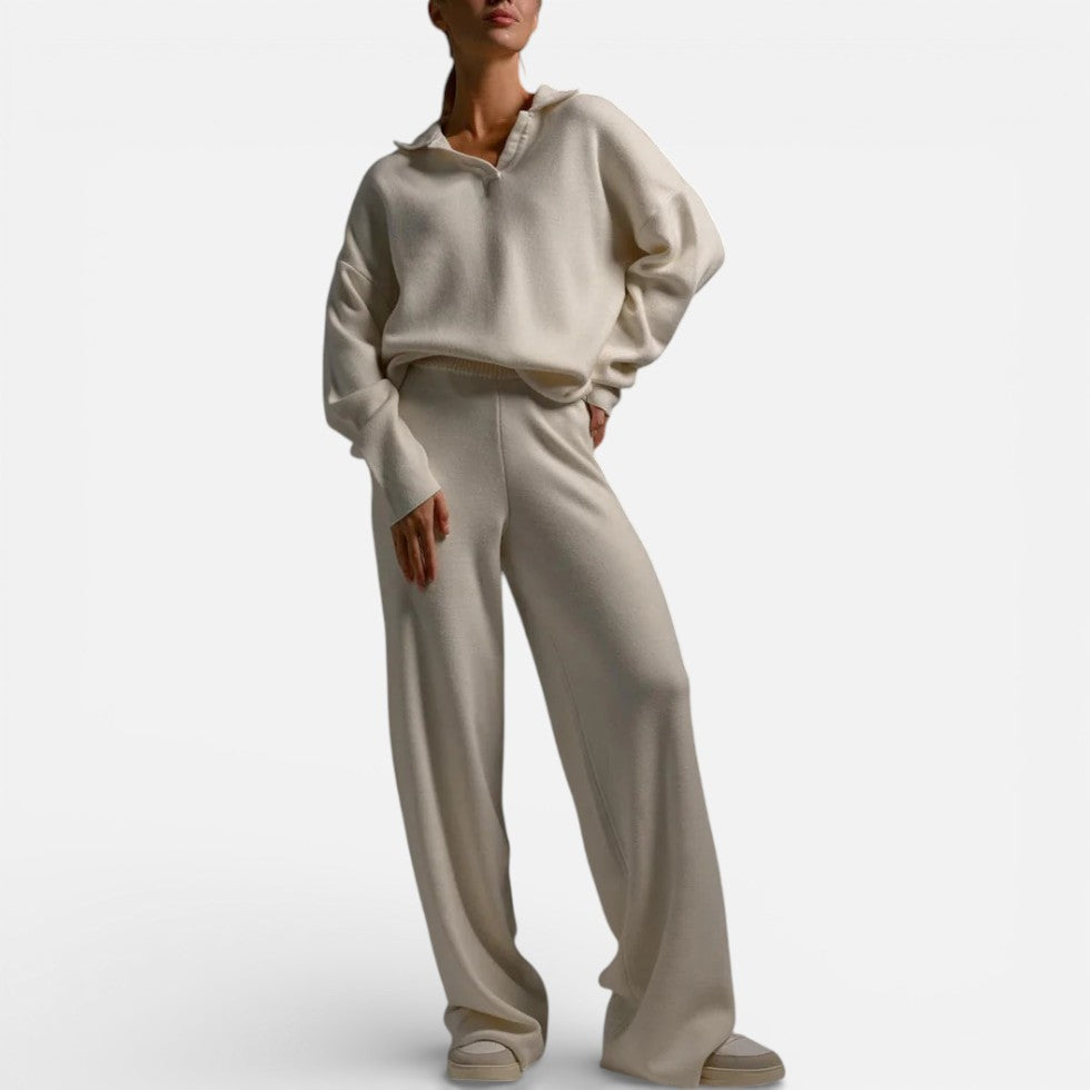 Damen Strick Set mit lockerem Pullover und weiter Hose