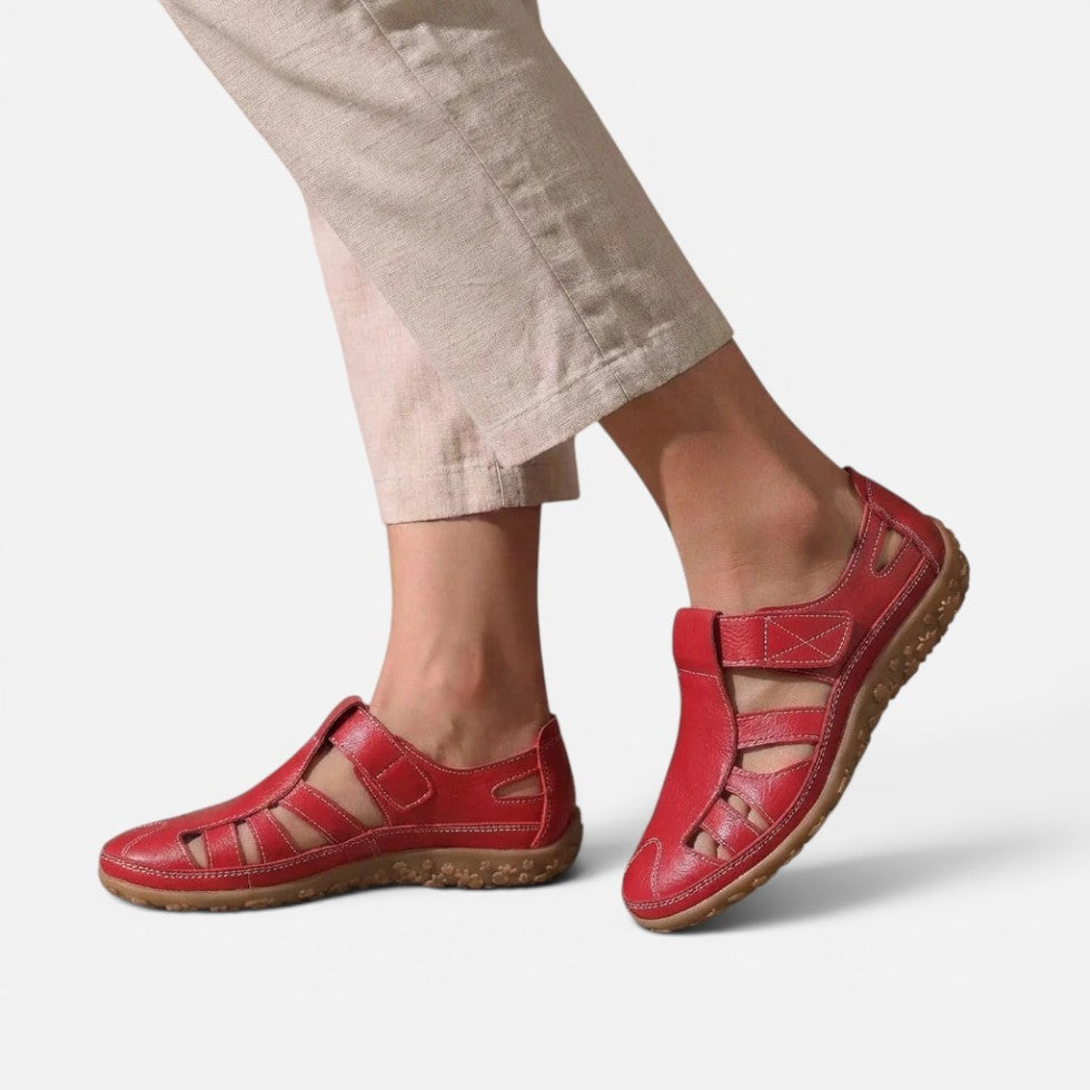 Orthopädische Halbschuhe Klettverschluss Cut Out Kunstleder