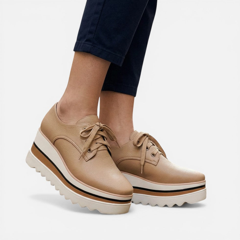 Damen Sneaker mit Plateau Sohle und Schnürung