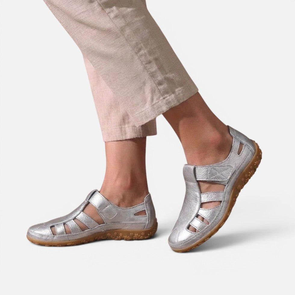 Orthopädische Halbschuhe Klettverschluss Cut Out Kunstleder
