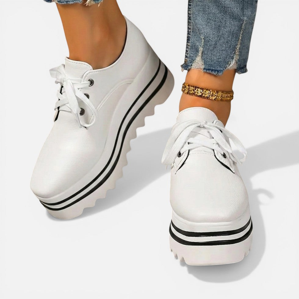 Damen Sneaker mit Plateau Sohle und Schnürung