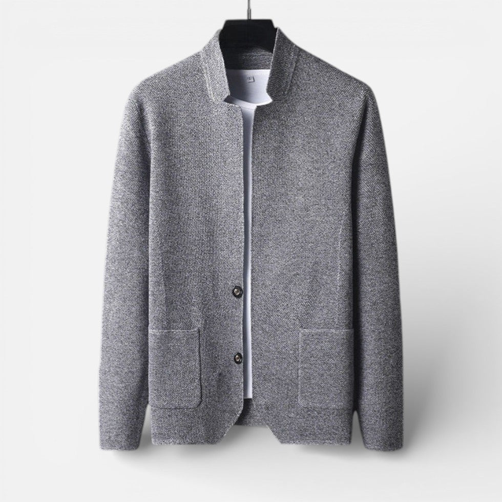 Herrecardigan med knapper og struktureret stof
