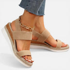 Keilsandalen Elastische Riemen Plateau Offene Zehen