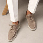 Suede lace-up shoes with contrast sole