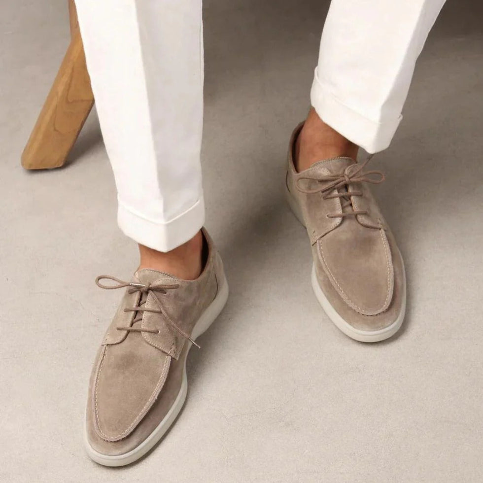 Suede lace-up shoes with contrast sole