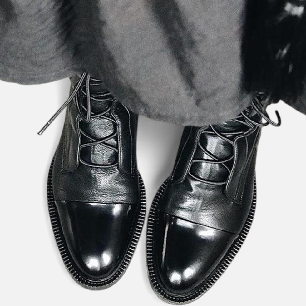 Damen Leder Stiefeletten mit Schnürung