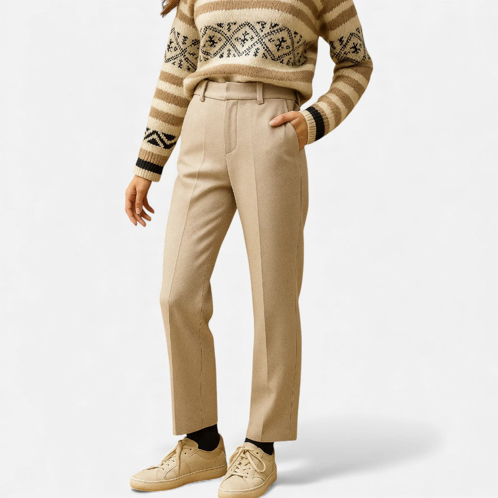 Damen Stoffhose mit Fischgrätenmuster