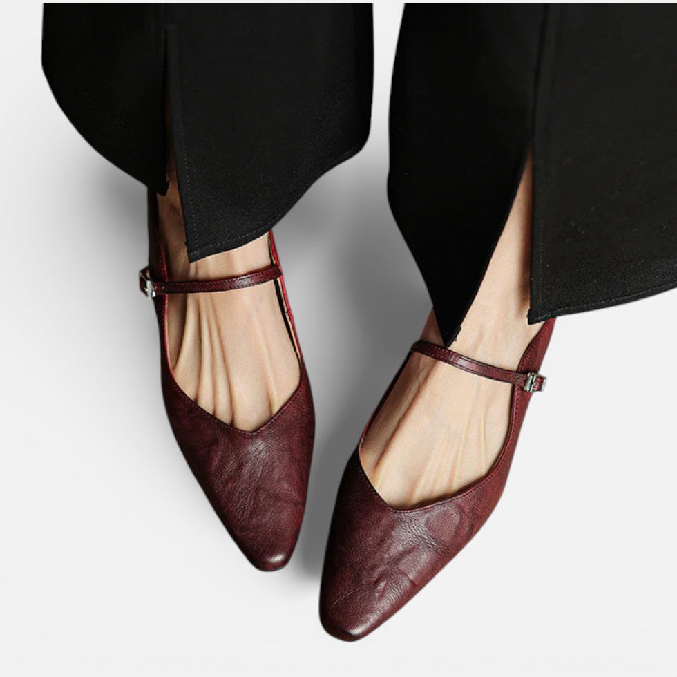 Damen Ballerinas mit Riemchen und flacher Sohle