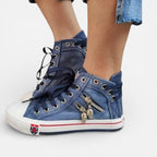 Sneakers til damer med lynlås og højt skaft