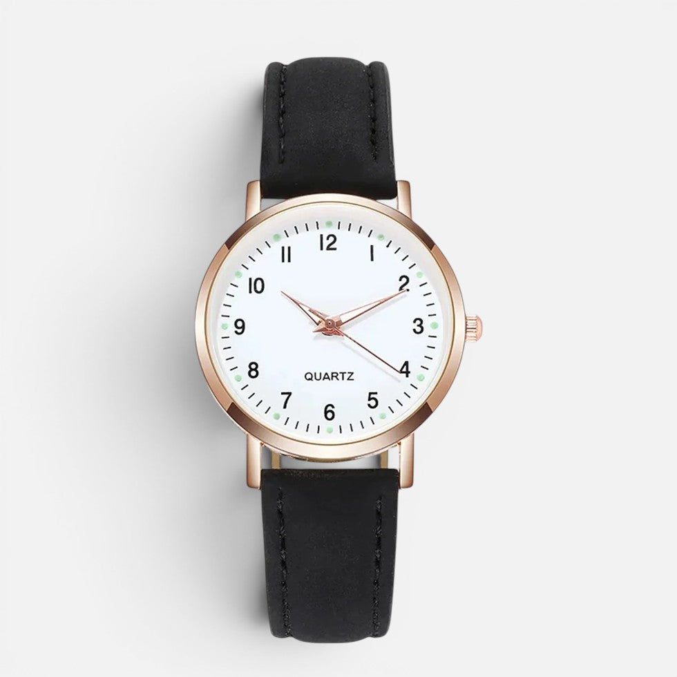 Quarz Armbanduhr mit Lederoptik Armband
