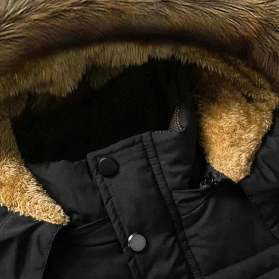 Gefütterte Parka Winterjacke mit Kapuze Herren