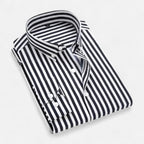 Herren Slim Fit Langarmhemd mit Streifenmuster