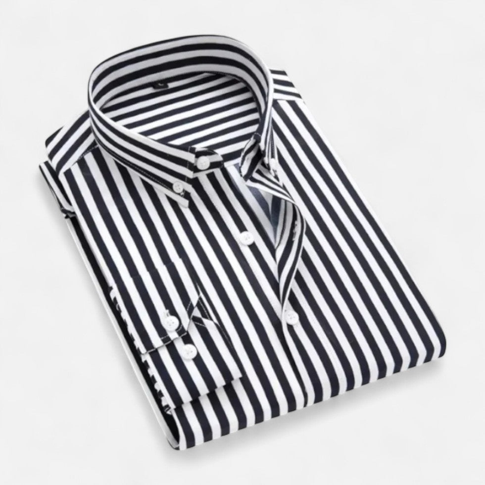 Herren Slim Fit Langarmhemd mit Streifenmuster