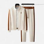 Tracksuit with stand-up collar and zipper