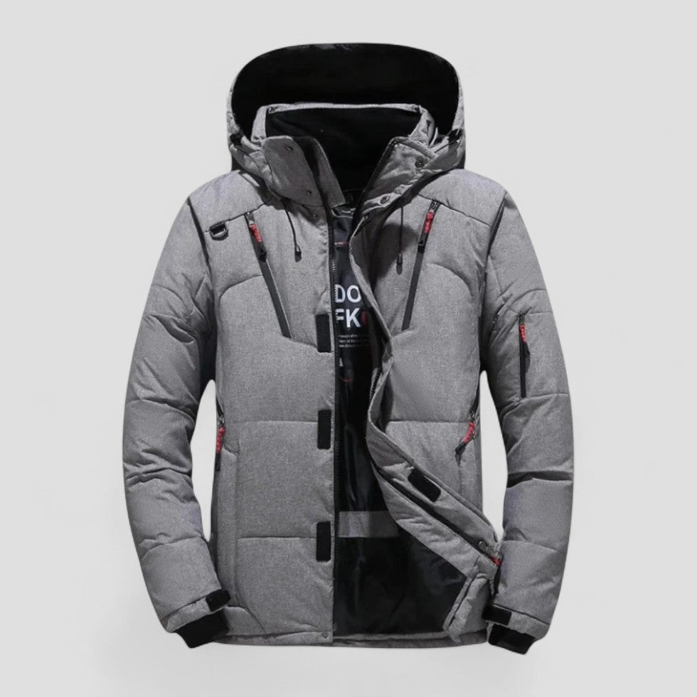 Padded winter jacket with hood for men