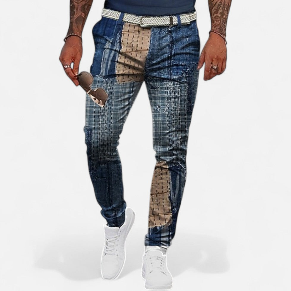 Patchwork Jeans Slim Fit für Herren