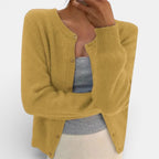 Damen Strickcardigan mit Knopfleiste und Rundhalsausschnitt