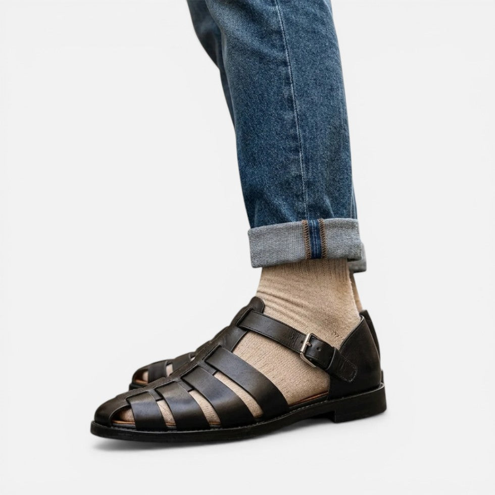 Herresandaler med rem og spænde