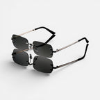 Randlos Sonnenbrille Rechteckige Form Metallgestell Getönte Gläser