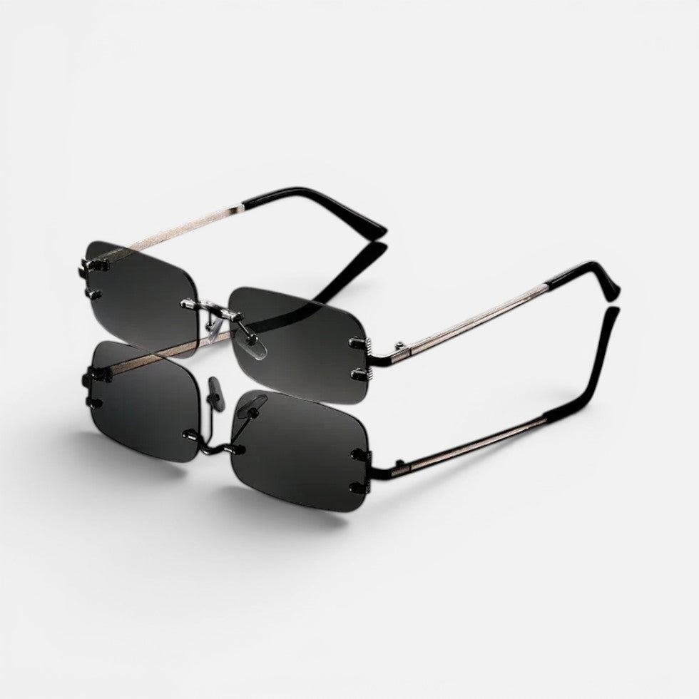 Randlos Sonnenbrille Rechteckige Form Metallgestell Getönte Gläser