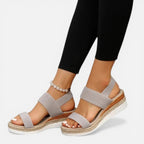 Keilsandalen Elastische Riemen Plateau Offene Zehen