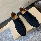 Herreslippers i ruskind til at smutte i