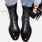 Damen Leder Stiefeletten mit Schnürung