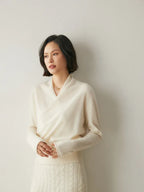 Kaschmir Wickelpullover mit V-Ausschnitt