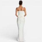 Women's Maxi Dress Fitted with Draped Skirt