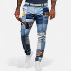 Patchwork Jeans Slim Fit für Herren