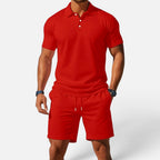Herren Poloshirt und Shorts Set Kurzarm Strukturmuster